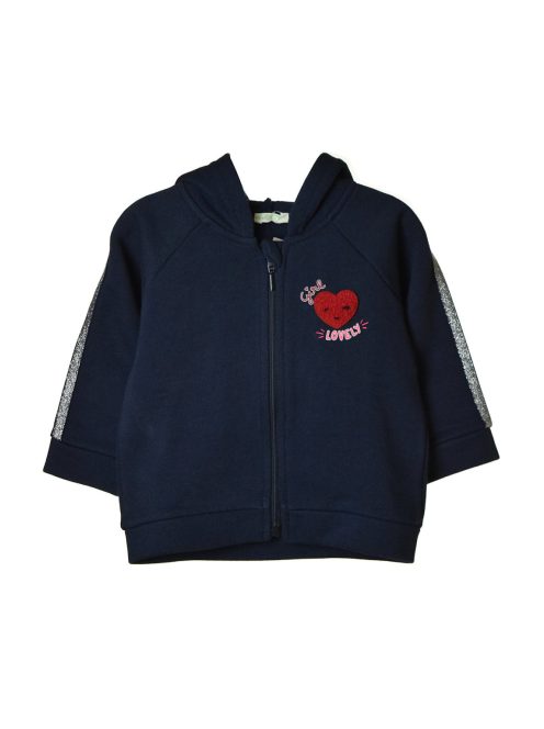 Benetton sötétkék, kapucnis lány cipzáras felső – 68 cm