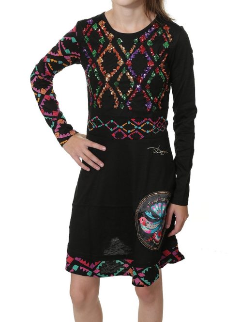 Desigual Uagagudu fekete, flitteres lány ruha – 4 év