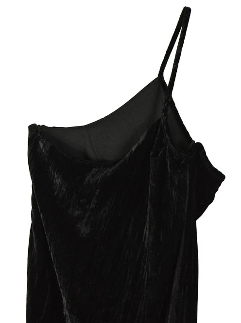 Mango fekete bársony női maxi ruha – M