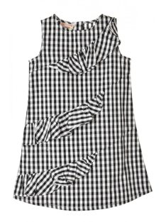 Brums fekete kockás, fodros lány ruha – 104