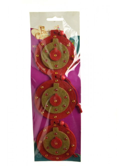 Textil karácsonyfadíszek – többszínű, 9 cm