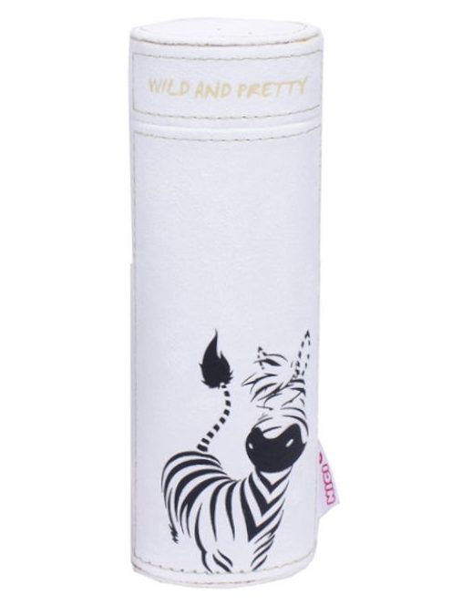 Nici fehér, zebrás tolltartó – 6x19 cm