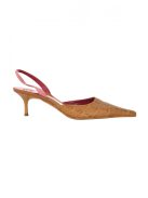 Escada barna, pink, hegyes orrú, slingback női cipő – 39