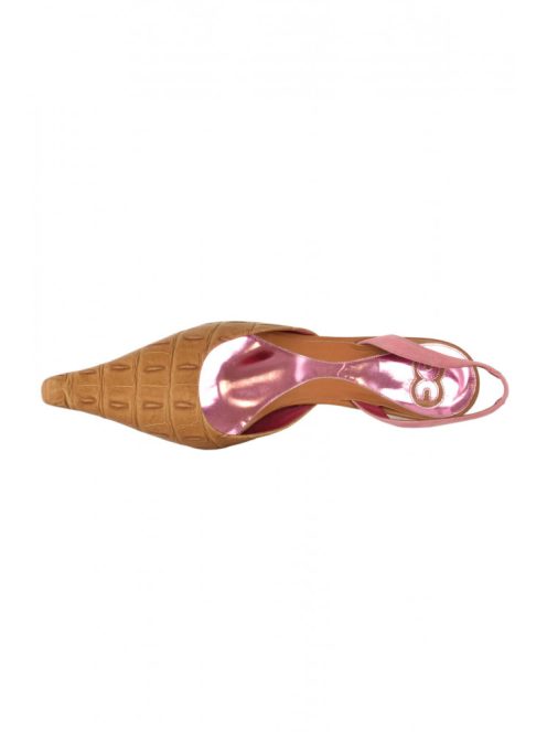 Escada barna, pink, hegyes orrú, slingback női cipő – 39