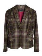 Comma barna kockás női blézer