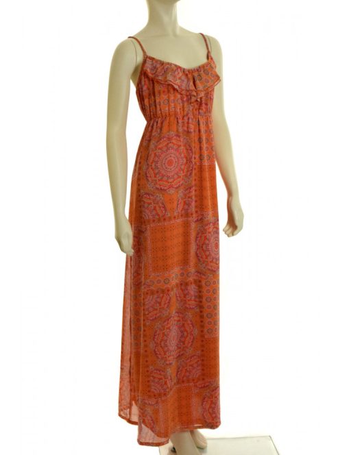 s. Oliver narancs mintás, hosszú női ruha