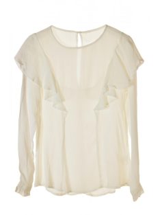   Sisters Point fehér, kreppes, hosszú ujjú női blúz – S