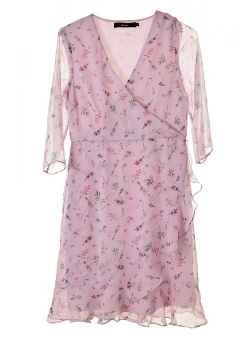 Vero Moda rózsaszín, virágos, átlapolt női ruha – M