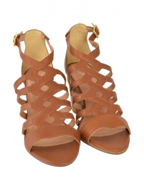 Versace barna, magassarkú, bőr női szandál – 38
