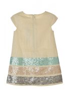 Boboli drapp, flitteres, vászon lány ruha – 104