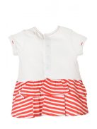 Boboli fehér, piros, rövid ujjú lány ruha – 62