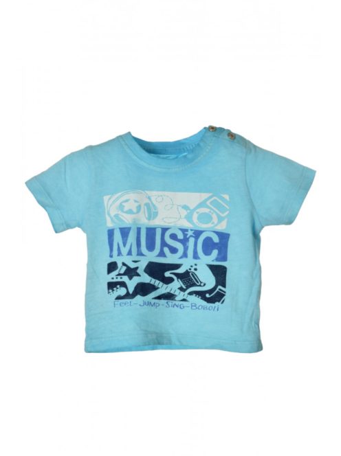 Boboli vízkék, zene mintás fiú póló – 62