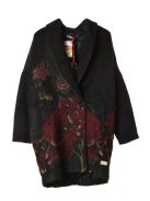 Desigual fekete, virágmintás, elegáns női kabát – 36