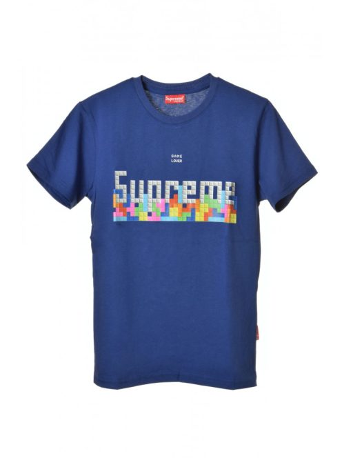 Supreme kék, Tetris mintás gyerek póló