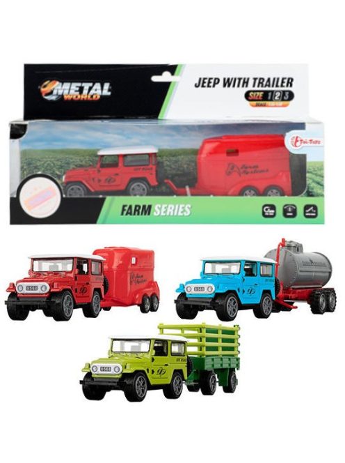 Metal World fém jeep utánfutóval – 20 cm