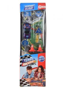   Turbo Racers autós játszószőnyeg kiegészítőkkel – közlekedési táblák