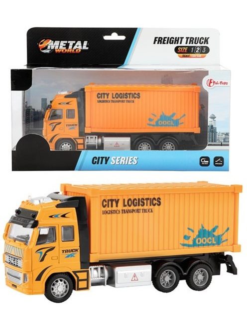 Narancssárga fém kamion modell – 25x13 cm