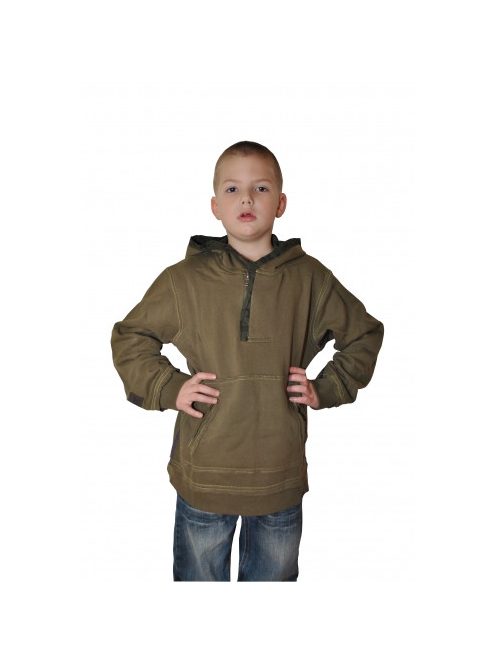 Zara khaki, kapucnis, zsebes fiú pulóver