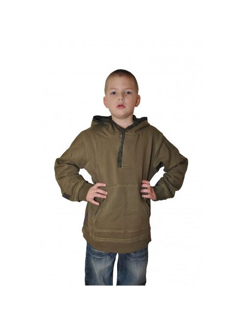 ZARA khaki felső, fiú, khaki, kapucnis, kenguru zsebes felső, 98-110