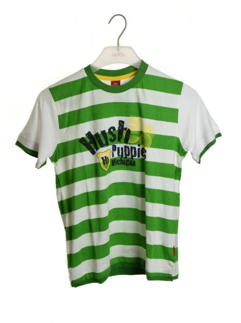 Hush Puppies fehér-zöld, csíkos fiú póló