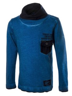 Kék koptatott, szűk fazonú fiú felső