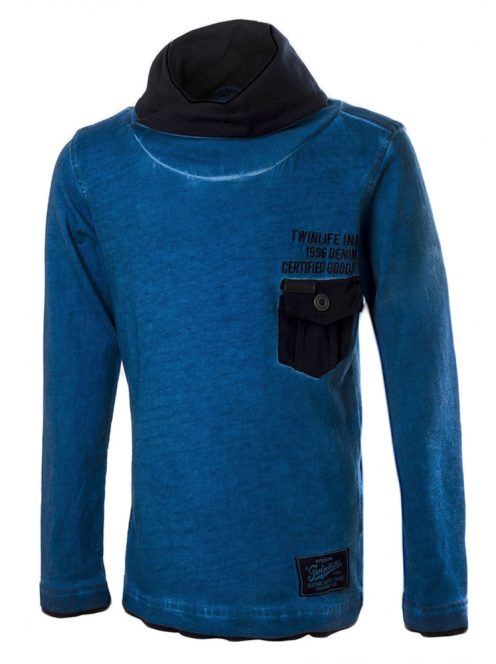 Kék koptatott, szűk fazonú fiú felső