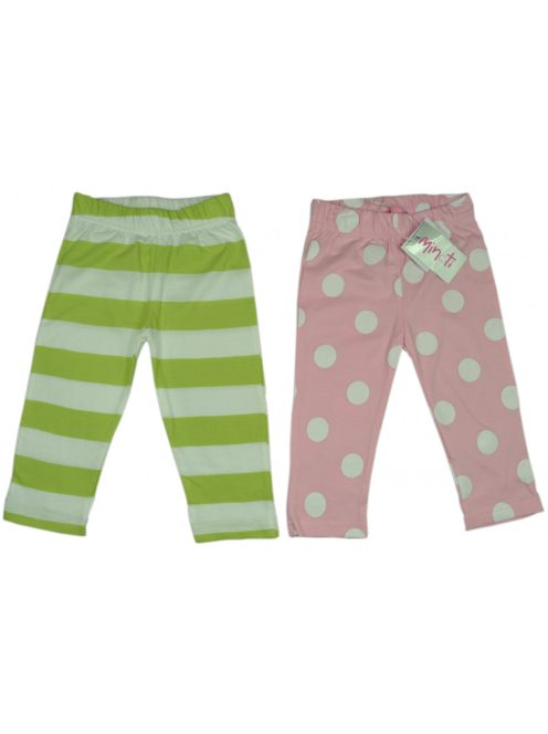 Lány, rózsaszín-zöld Pöttyös-csíkos leggings szett 2db-os Minoti 