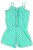 Türkiz pöttyös playsuit, pántos, elöl gombos